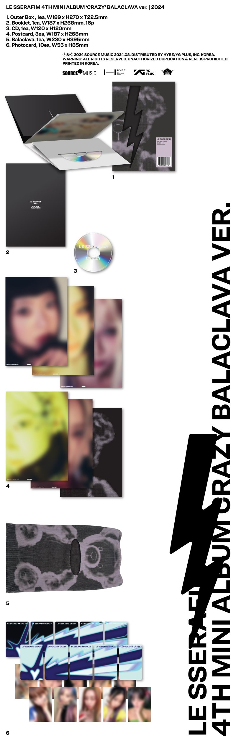 르세라핌 (LE SSERAFIM) - 미니 4집 [CRAZY] (BALACLAVA ver.)
