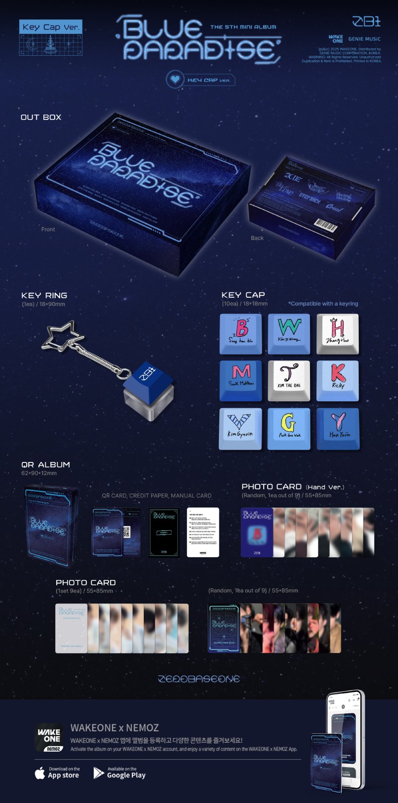제로베이스원 (ZEROBASEONE) - 미니5집 [BLUE PARADISE] Key Cap Ver.