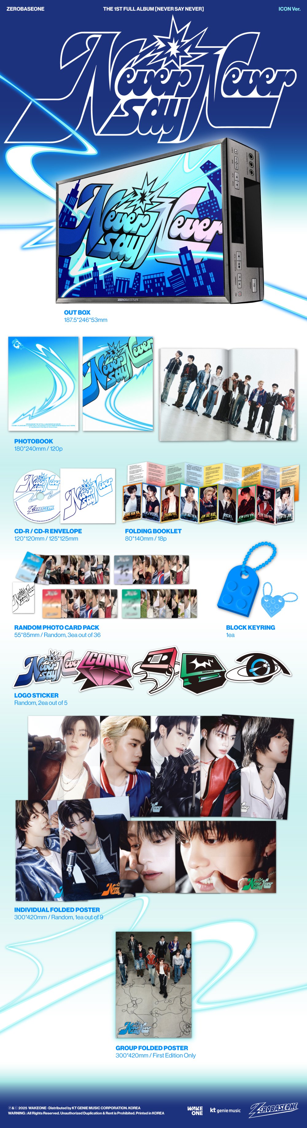 제로베이스원 - ZEROBASEONE THE 1ST FULL ALBUM [NEVER SAY NEVER] PHOTOBOOK Ver.(ICON & ORDINARY)(2종 중 랜덤발송)